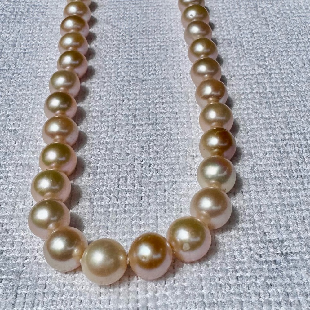 Champagne color 8-9 mm 17” classic near round Edison pearl Necklace